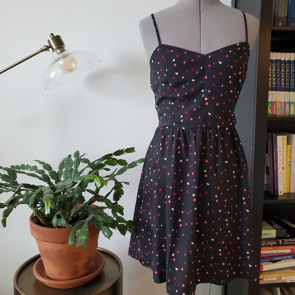 Small Gap Sundress in Black/Multi Poka Dot